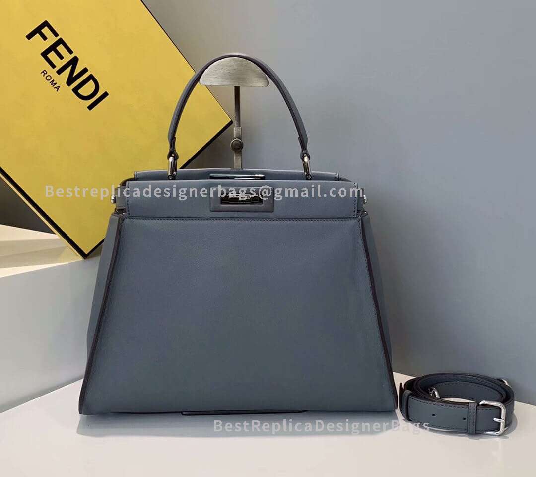 Fendi Peekaboo Iconic Medium Light Blue Leather Bag 2108BM